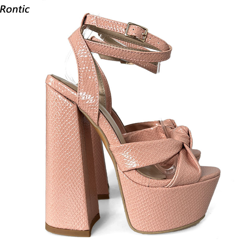 Block Heel Ankle Boots - Rontic – sandales à plateforme faites