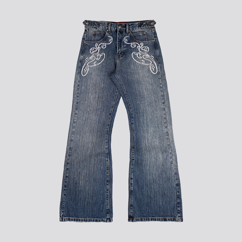 Women Shoes Jeans - Jean Bootcut Y2K Bleu Délavé Vintage