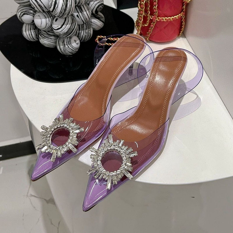 Clear Strap Heel - Bout pointu clair PVC mince talons