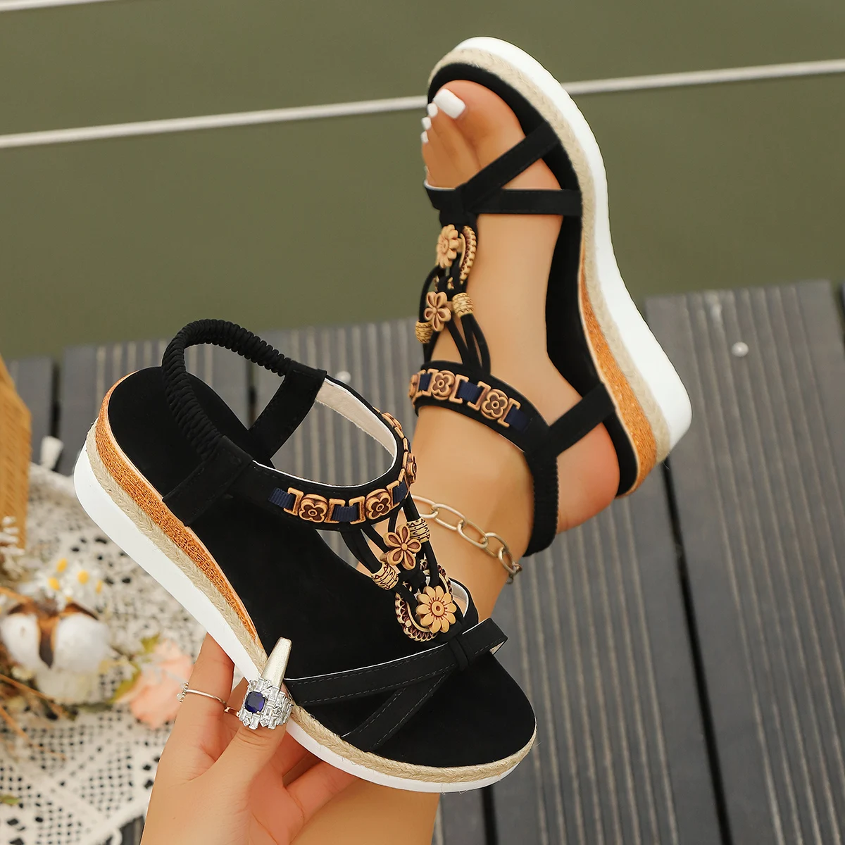 Gladiator Sandal Women - Femmes sandales à talons compensés été