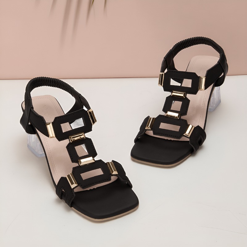 Clear Strap Heel - Sandales à talon bloc simples et