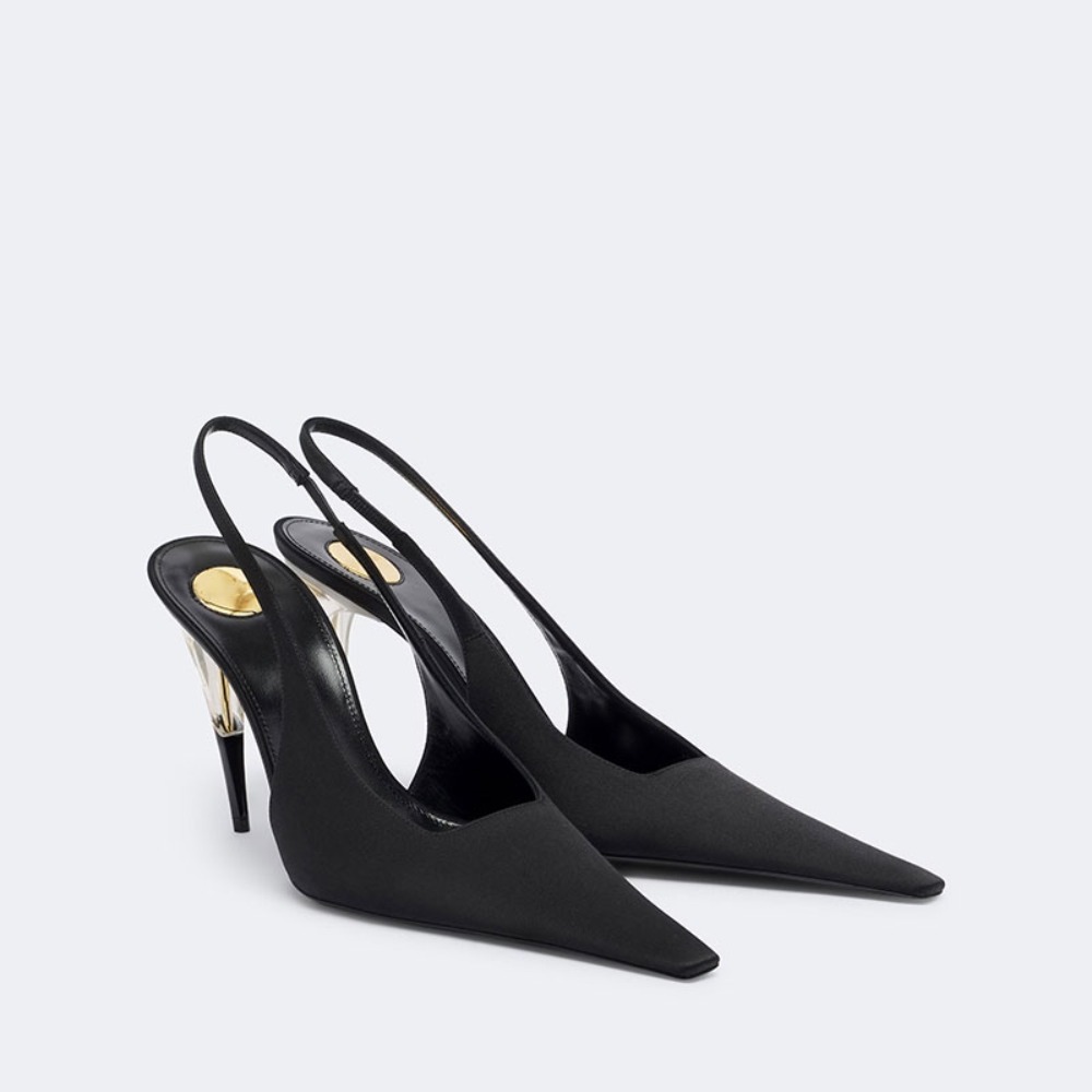 Clear Strap Heel - Escarpins à bout pointu en satin