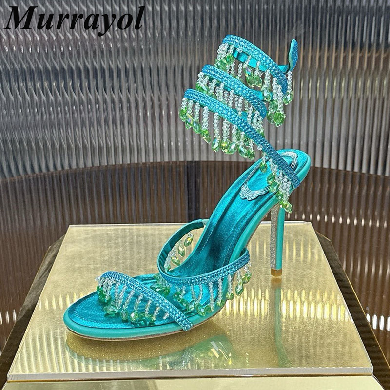 Rhinestone Sandal Women - Sandales pour femmes à talon fin,