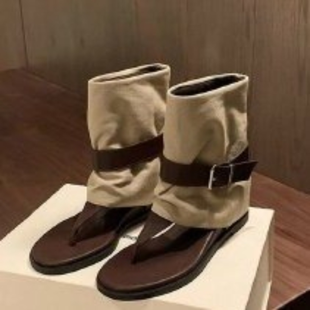 Block Heel Ankle Boots - Sandales vintage à blocs de couleur