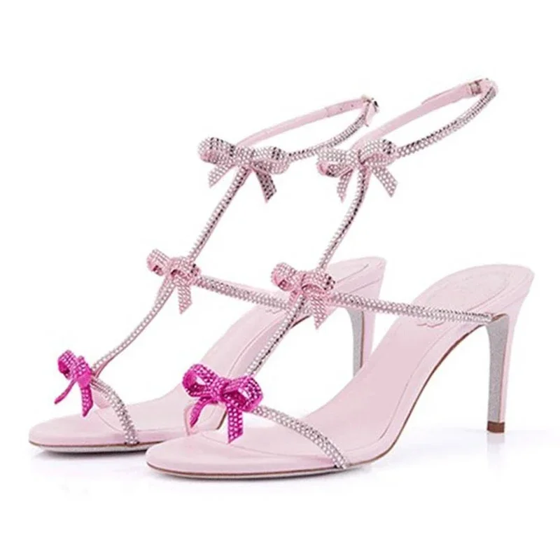 Rhinestone Sandal Women - Aneikeh élégant soie strass décoration sandales