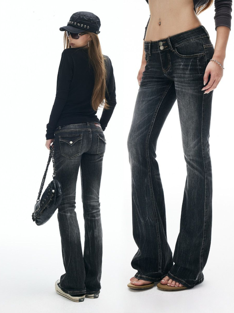 Women Shoes Jeans - Mode texture rétro automne nouvelle industrie