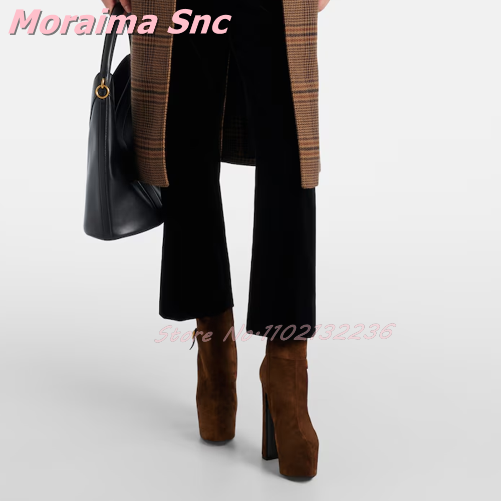 Bottines à plateforme en daim  - Block Heel Ankle Boots avis et prix