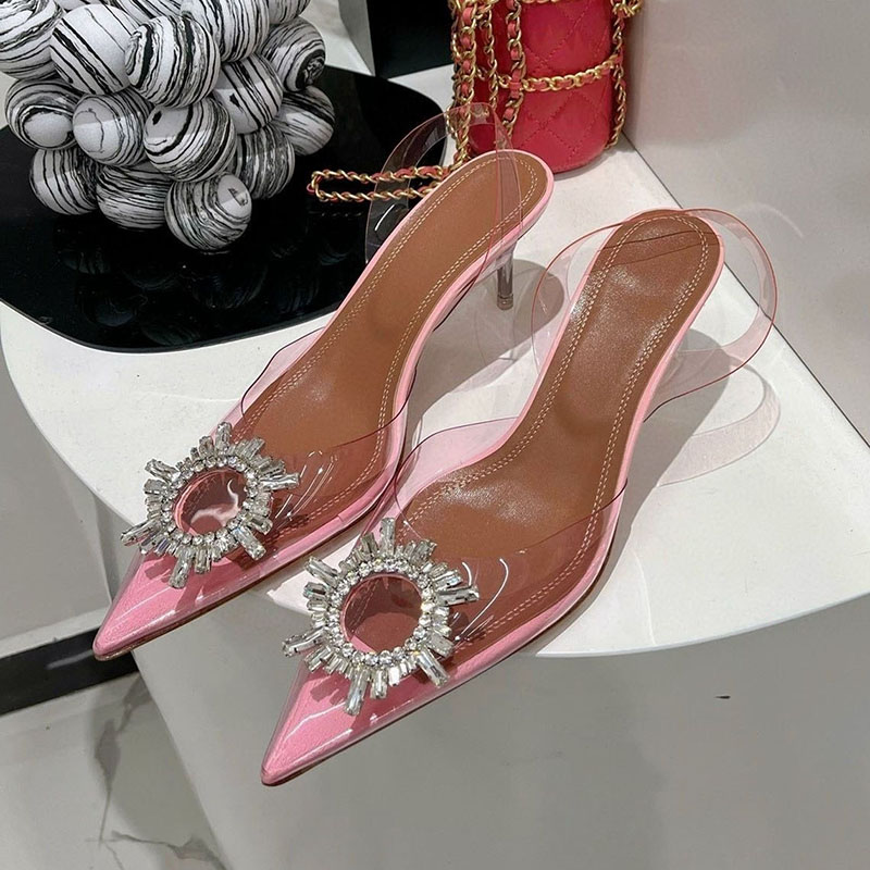 Bout pointu clair PVC mince ta - Clear Strap Heel avis et prix