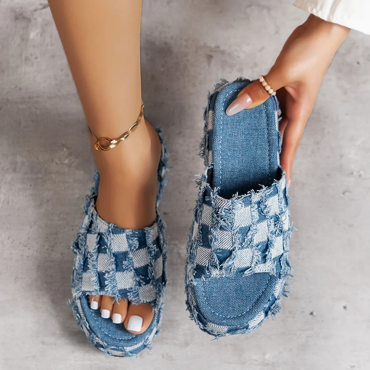 Sandales en Denim à Semelles C - Women Shoes Jeans avis et prix