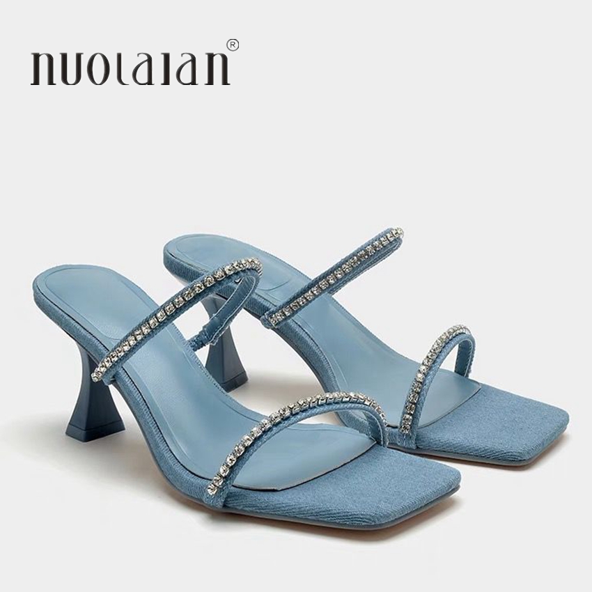Denim strass talons sandales f - Women Shoes Jeans avis et prix