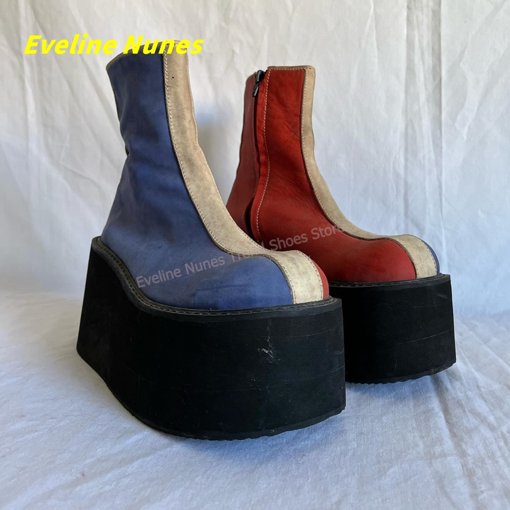Bottines à plateforme Y2K roug - Block Heel Ankle Boots avis et prix