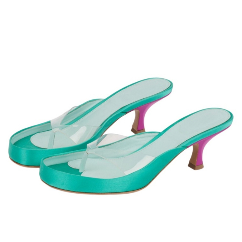 Mules à talon chaton en PVC tr - Clear Strap Heel avis et prix