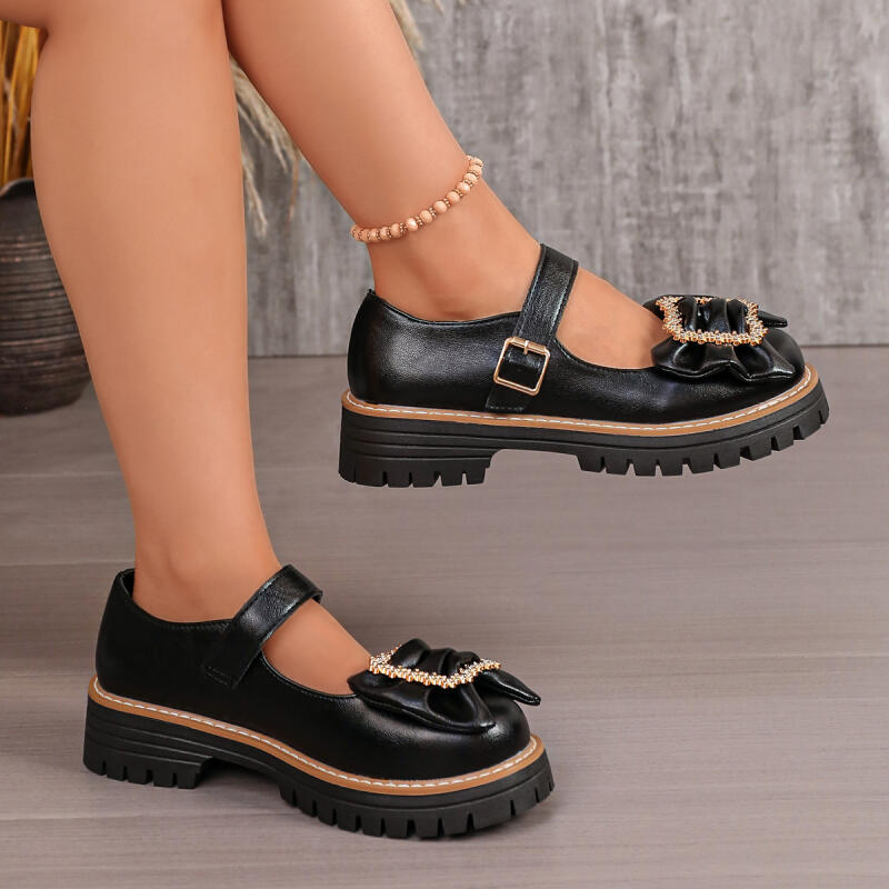 Chaussures Mary Jane à nœud dé - Women'S Shoes Loafers Black avis et prix