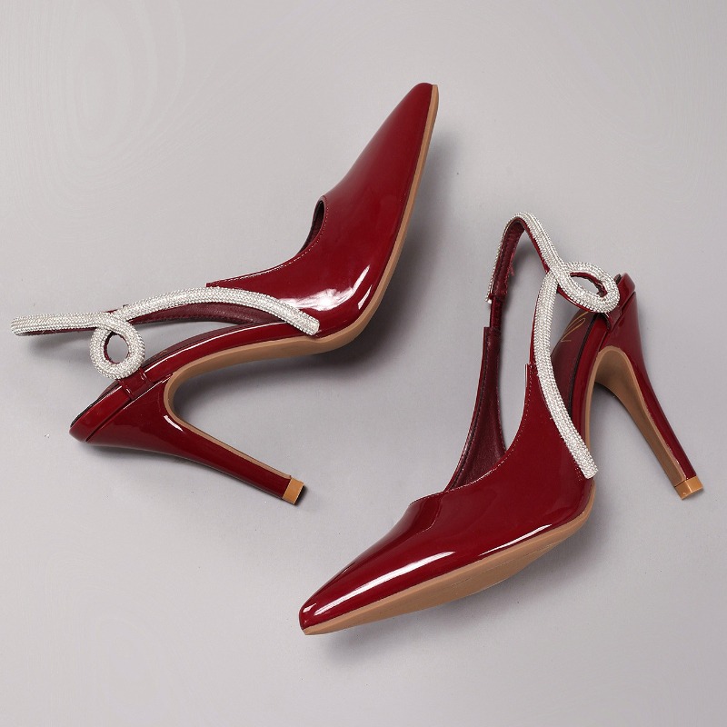 Sandales à talons en cuir vern - Rhinestone Sandal Women avis et prix