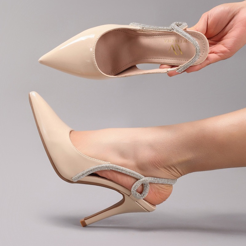 Sandales à talons en cuir vern - Rhinestone Sandal Women avis et prix