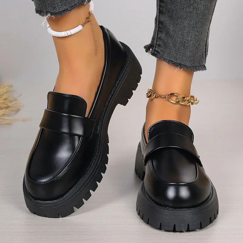 Mocassins en cuir Pu noir pour - Women'S Shoes Loafers Black avis et prix
