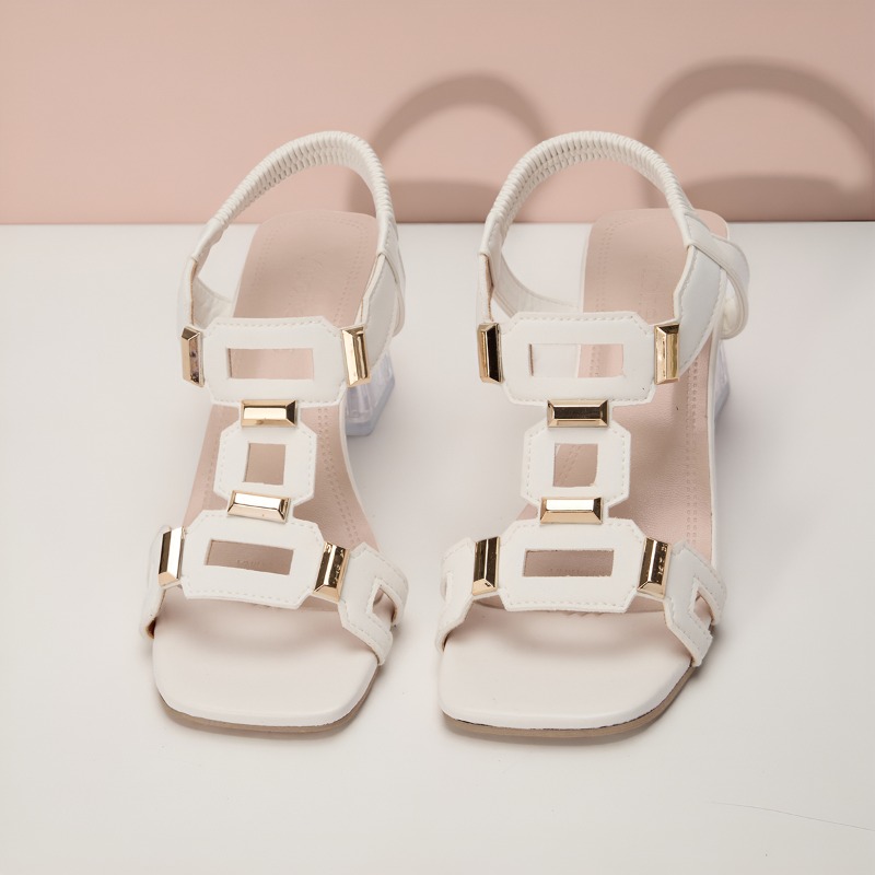 Sandales à talon bloc simples  - Clear Strap Heel avis et prix