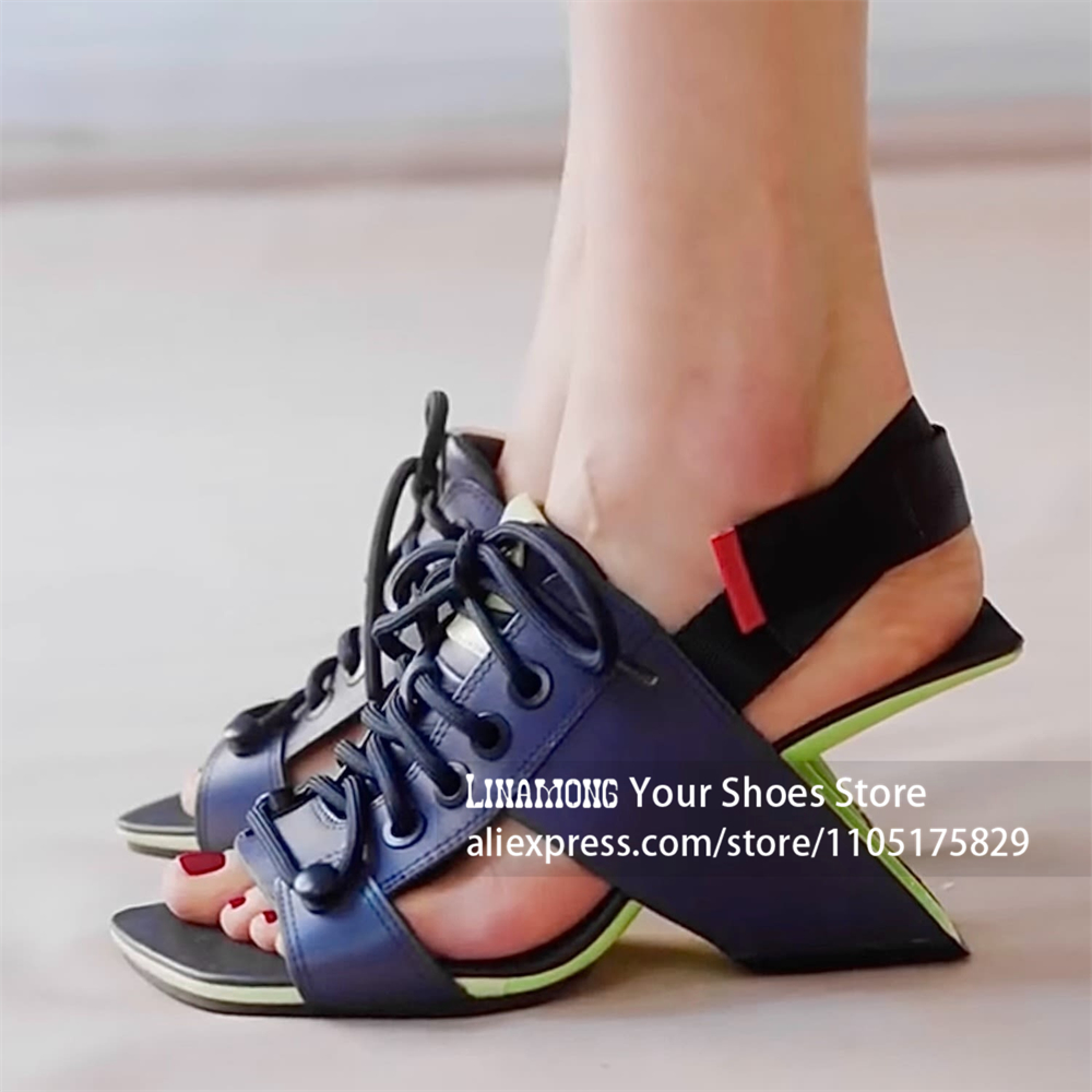 Sandales à talon asymétrique à - Block Heel Ankle Boots avis et prix