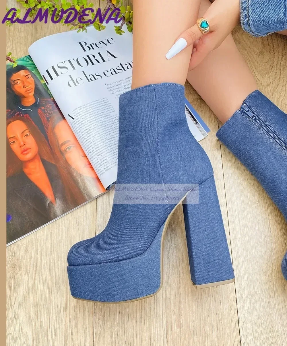 ALMUDENA bleu Denim bloc talon - Women Shoes Jeans avis et prix