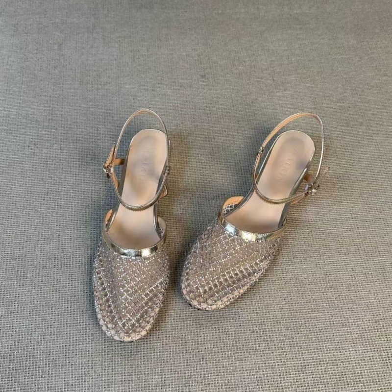 Sandales romaines à talon comp - Rhinestone Sandal Women avis et prix