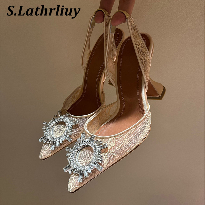 Sandales strass fleur bout poi - Rhinestone Sandal Women avis et prix